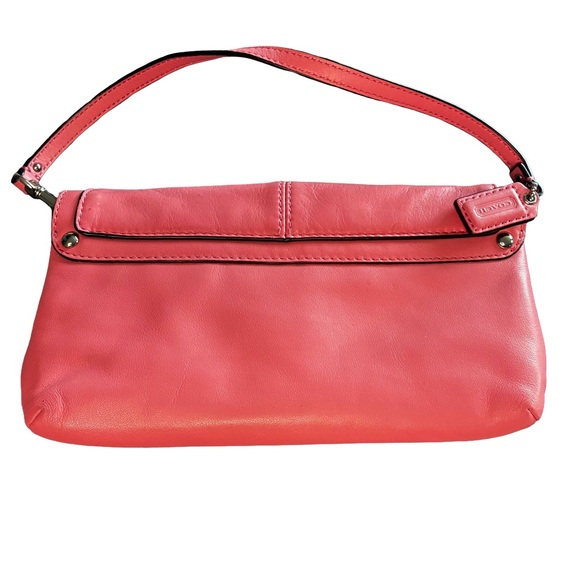 Coach Kristin Large Flap Wristlet Pink Coral Leather Convertible Strap - Picture 4 of 9